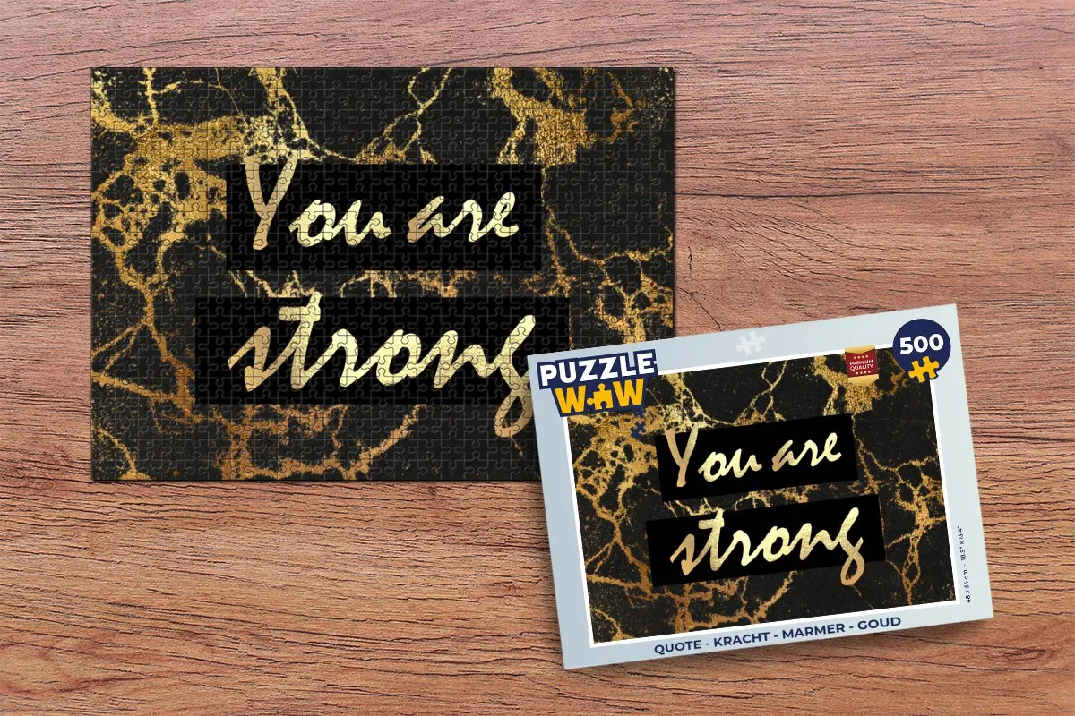 PuzzleWow Quote Kracht Marmerprint Legpuzzel 500 Stuks - Multicolor