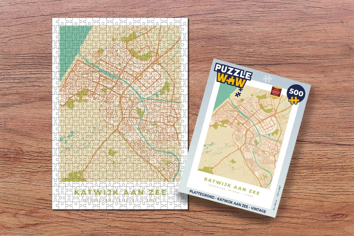 PuzzleWow Plattegrond Katwijk aan Zee Legpuzzel 500 Stuks - Multicolor