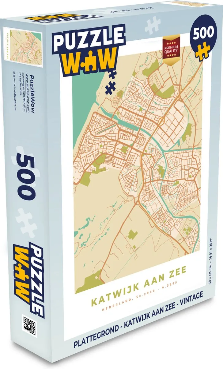 PuzzleWow Plattegrond Katwijk aan Zee Legpuzzel 500 Stuks