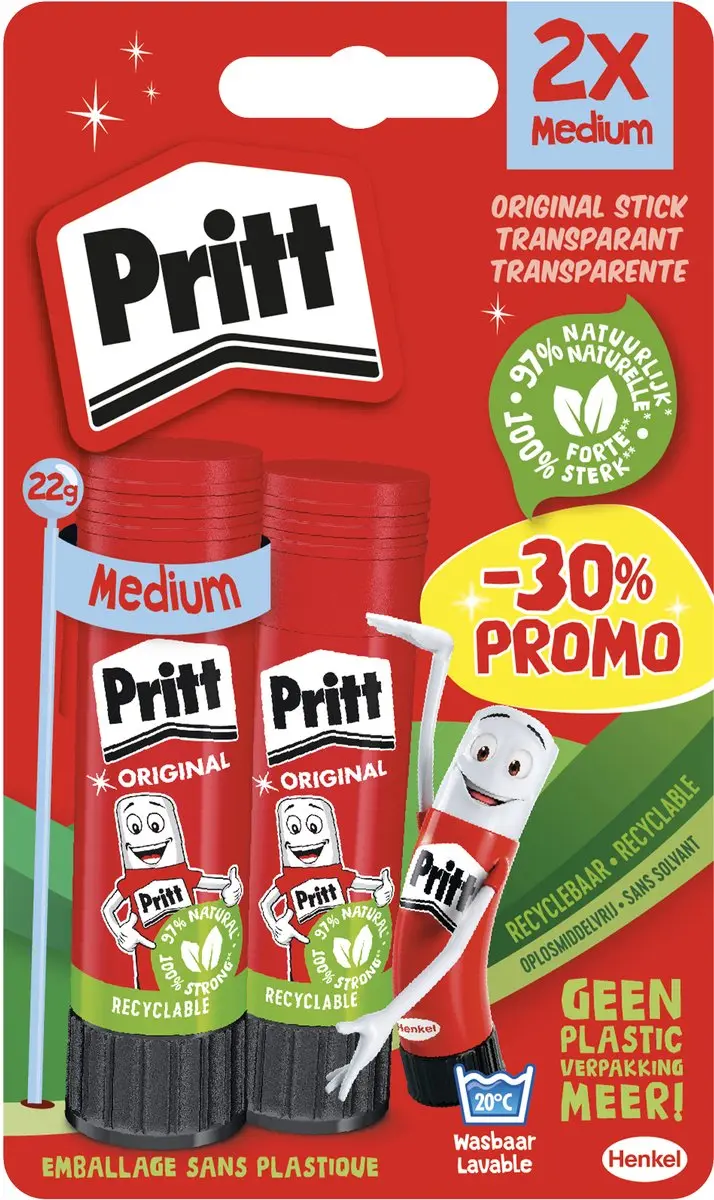 Lijmstift pritt stick original 2x 22gr promo