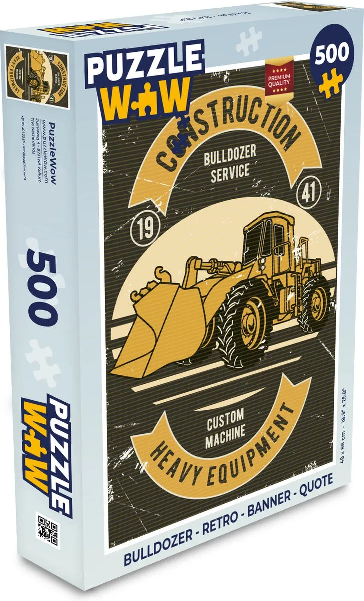 PuzzleWow Bulldozer Retro Legpuzzel 500 Stuks