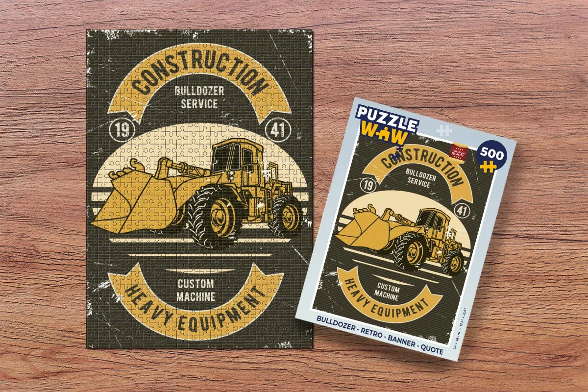 PuzzleWow Bulldozer Retro Legpuzzel 500 Stuks - Multicolor