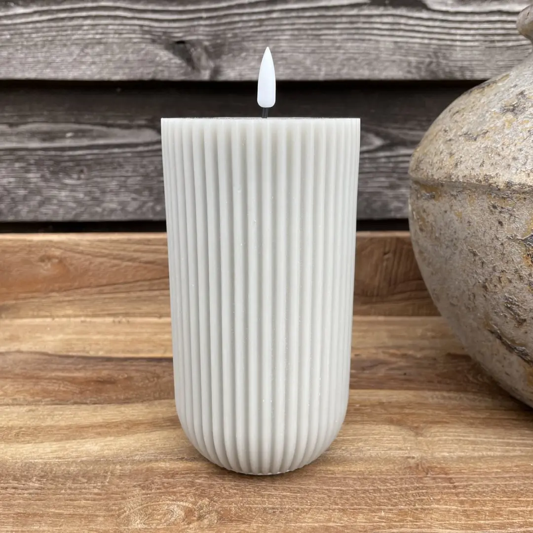 Deluxe Homeart LED Kaars Ribbelkaars Solid Stripe Zand