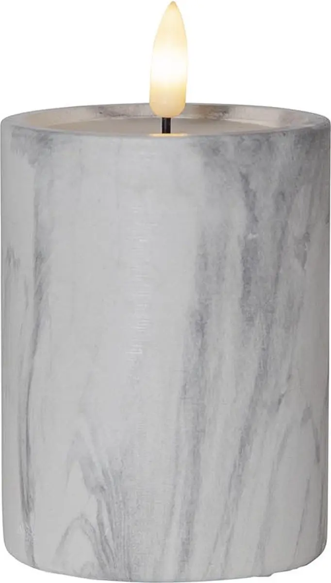 Star Trading Kaars Flame Marble, zuilkaars, marmer design, LED, timer, warm wit,