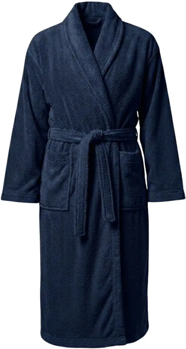 Ten Cate Badjas - Dames & Heren - Badstof - Katoen - Sauna Badjas - Ochtendjas - Kamerjas - Unisex - met Ceintuur - Donkerblauw - S/M