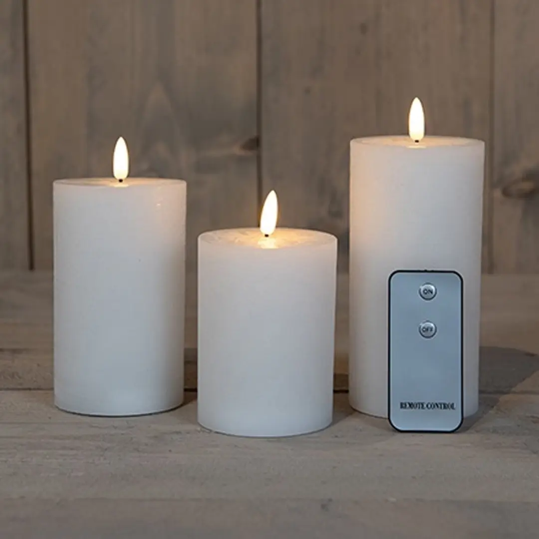 Anna's Collection LED Stompkaarsen 3 Stuks - Wit - afbeelding 3 van 6