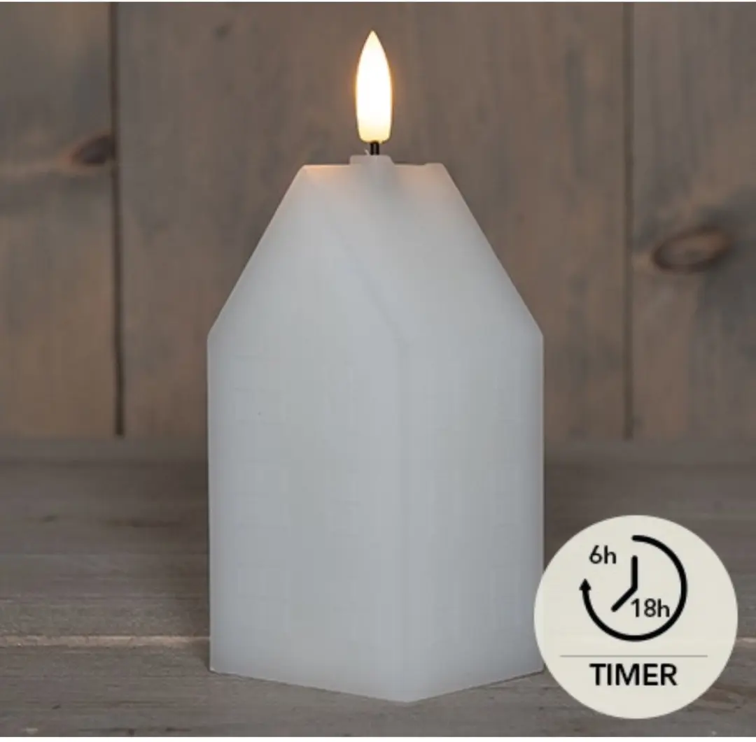 Anna's Collection LED Kaars Huisje 5x6x15cm - Wit - afbeelding 2 van 2