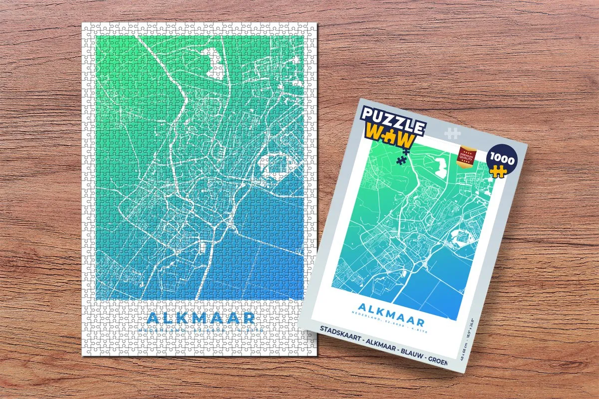 PuzzleWow Stadskaart Alkmaar Legpuzzel 1000 Stuks - Multicolor