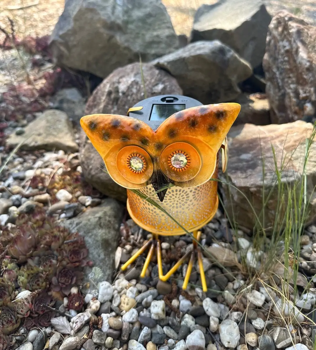 Metalen solarlamp "uil"