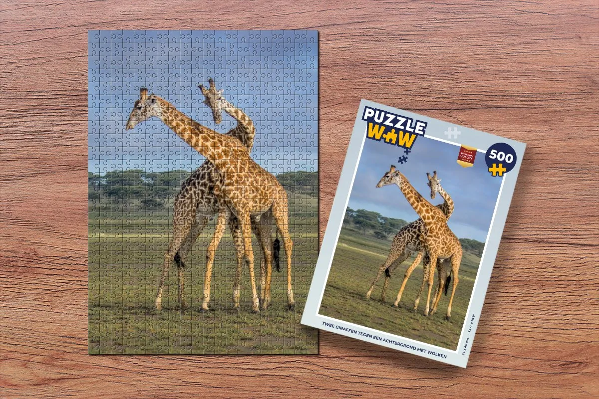 PuzzleWow Legpuzzel Twee Giraffen 500 Stuks - Multicolor