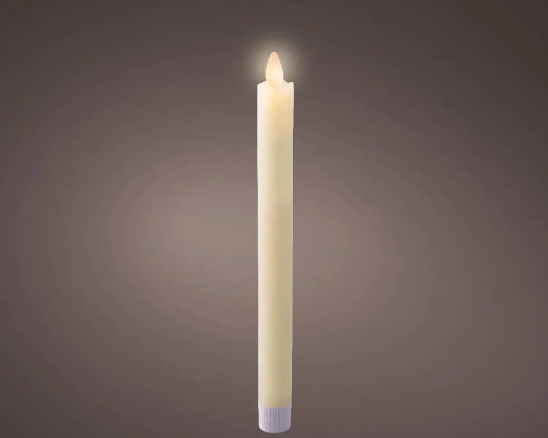 Set van 2 LED dinerkaarsen met vlameffect crème