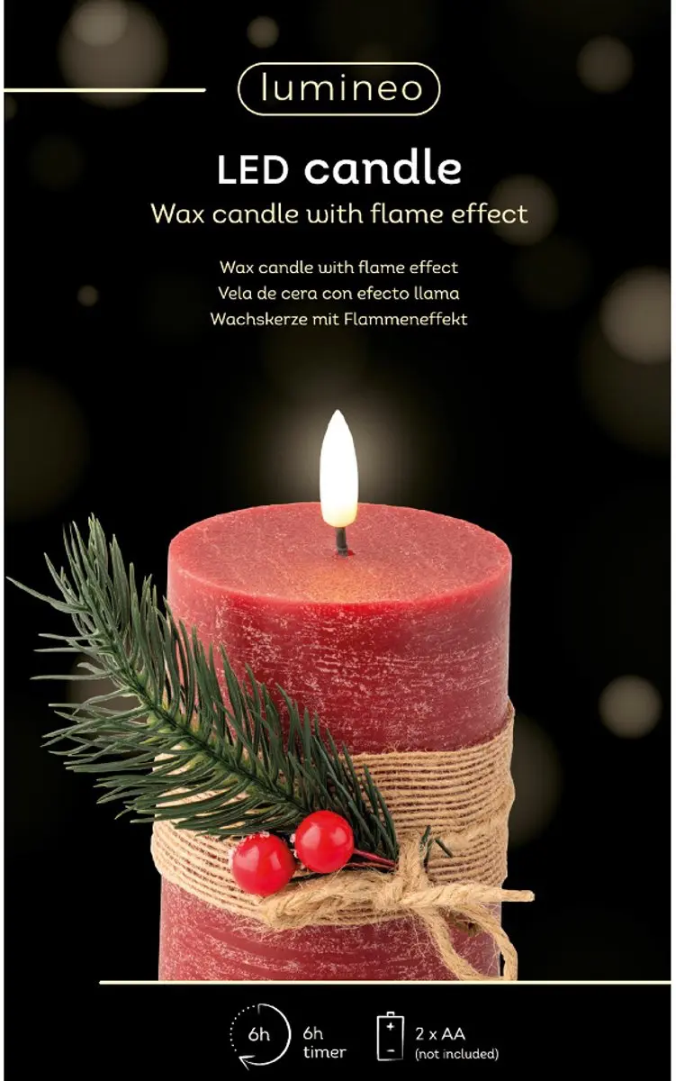 Lumineo LED Wax Kaars Rood - Ø7cm - afbeelding 3 van 3