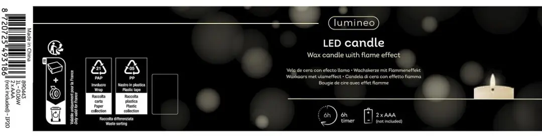 Lumineo LED Kaars Echt Wax Lichtgroen O 7 cm h 15 cm