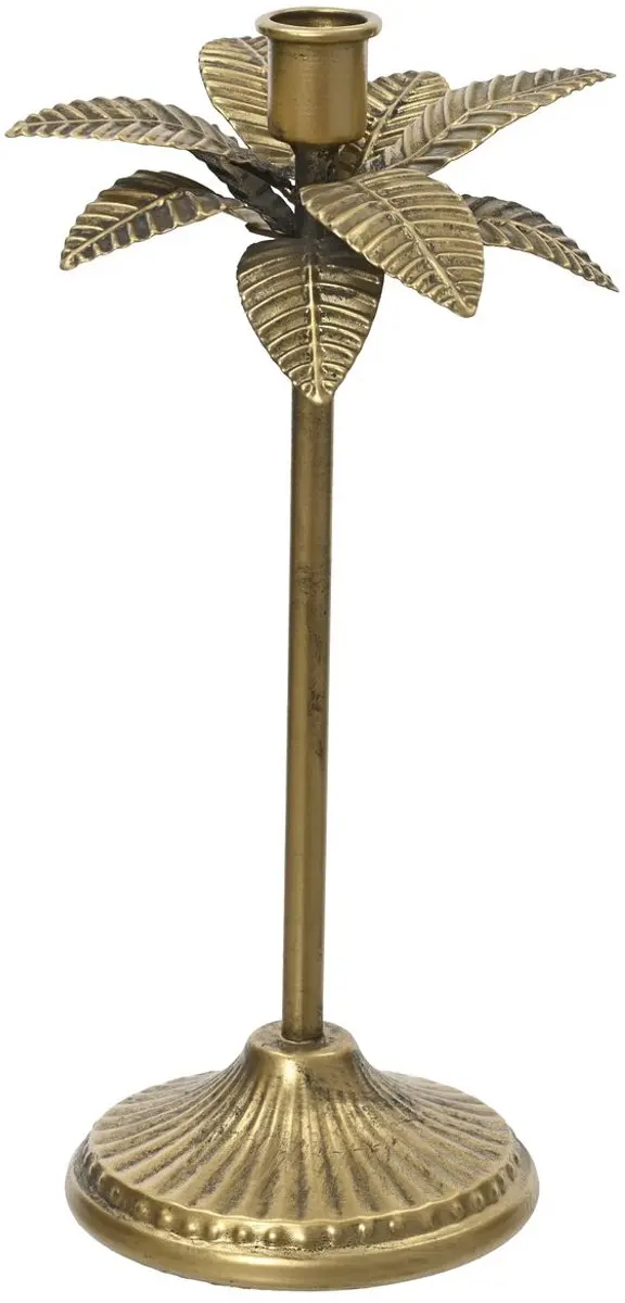 Kaemingk Decoris kandelaar Palme L goud 16,5 cm hoogte 28,5 cm