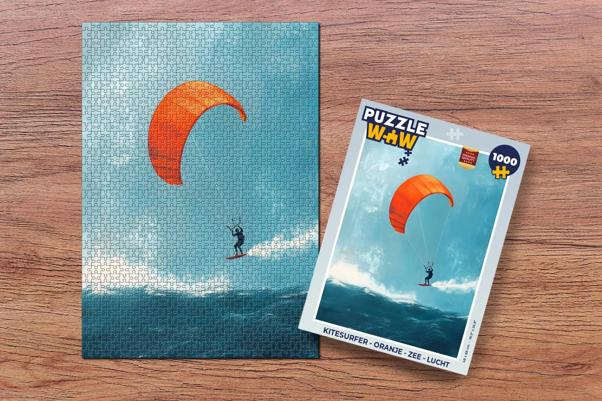PuzzleWow Kitesurfer Legpuzzel 1000 Stuks - Oranje
