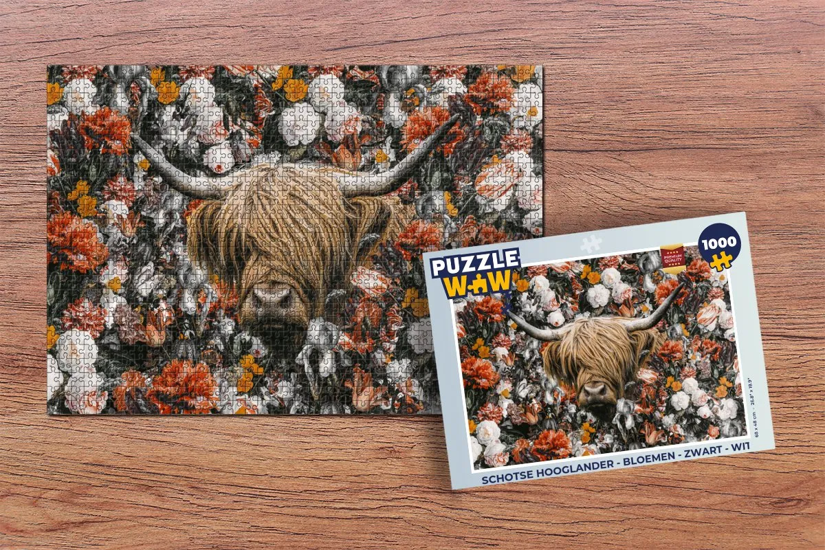 PuzzleWow Schotse Hooglander Legpuzzel 1000 Stuks - Multicolor