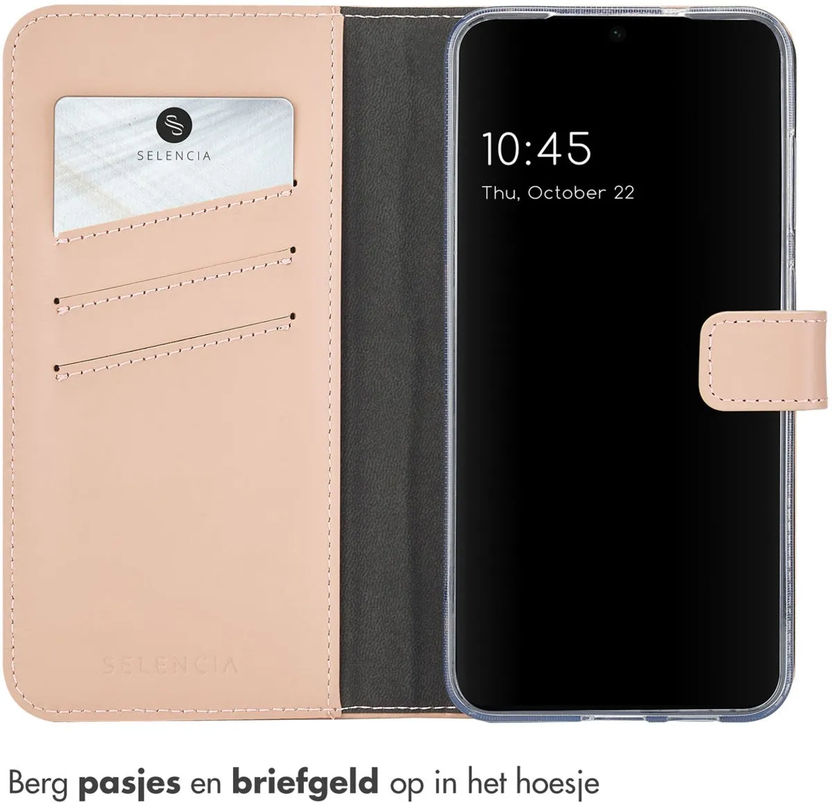 Selencia Hoesje Samsung Galaxy S25 Plus Echt Lederen Bookcase - 3 Pasjes - Lichtroze