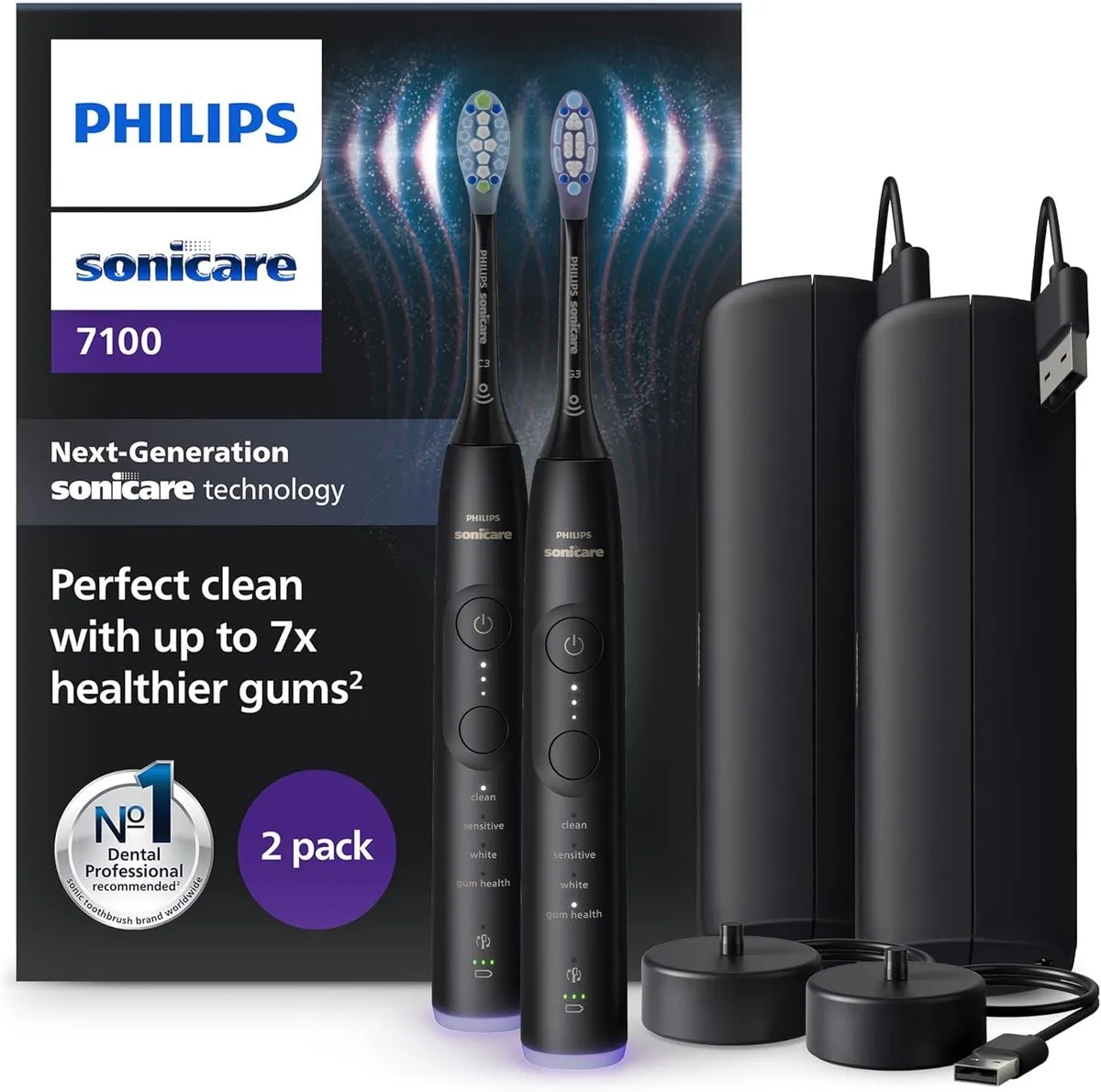 Philips Sonicare Series 7100 Oplaadbare tandenborstel - Duo pack zwart