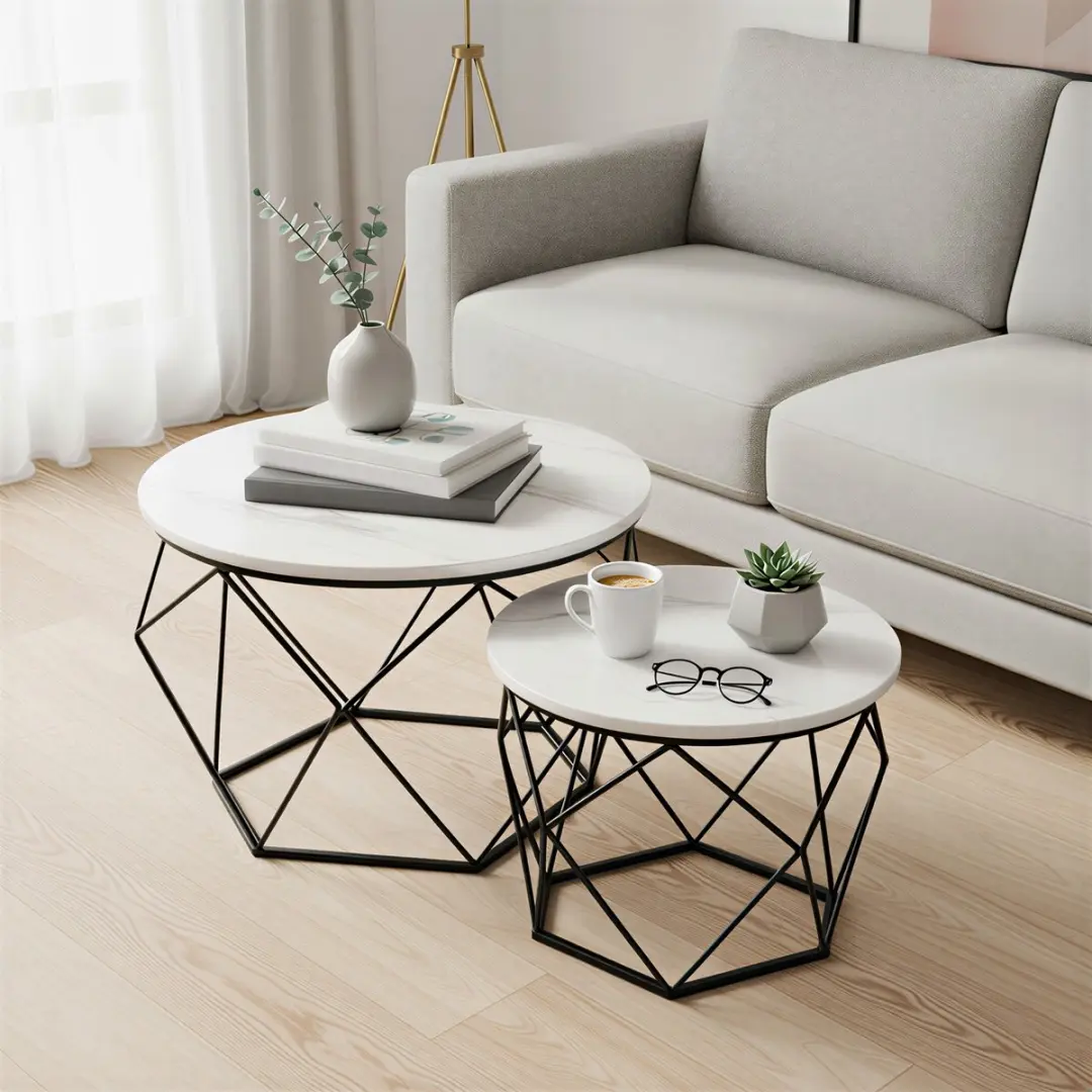 Ronde salontafel set van twee