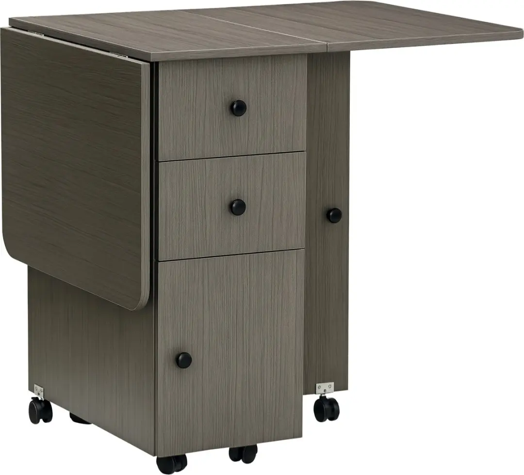 HOMCOM-Opklapbare eettafel-spaanplaat-120x60x76,5cm-donkergrijs
