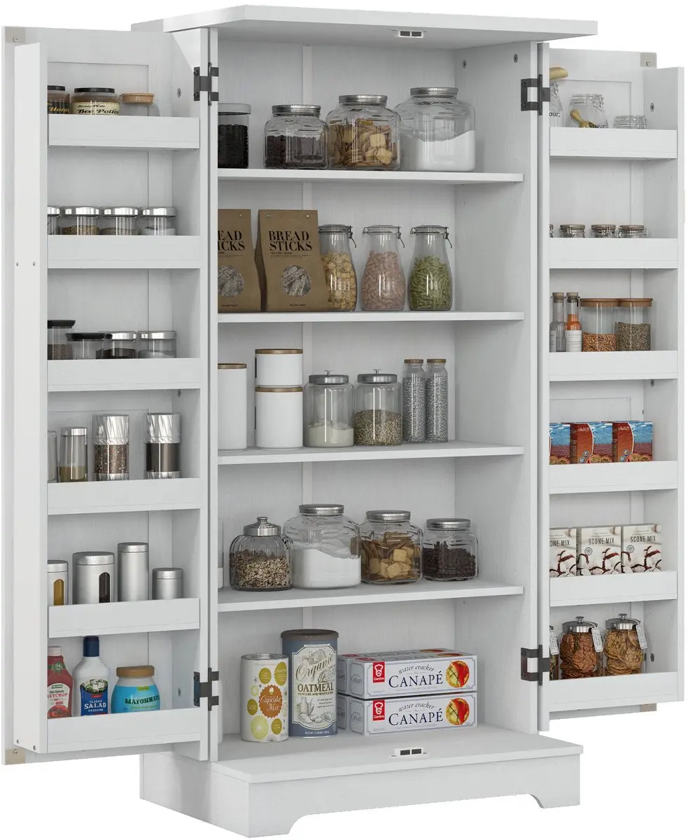 HOMCOM-Voedselvoorraadkasten-Hout-60x40x120cm-Crème
