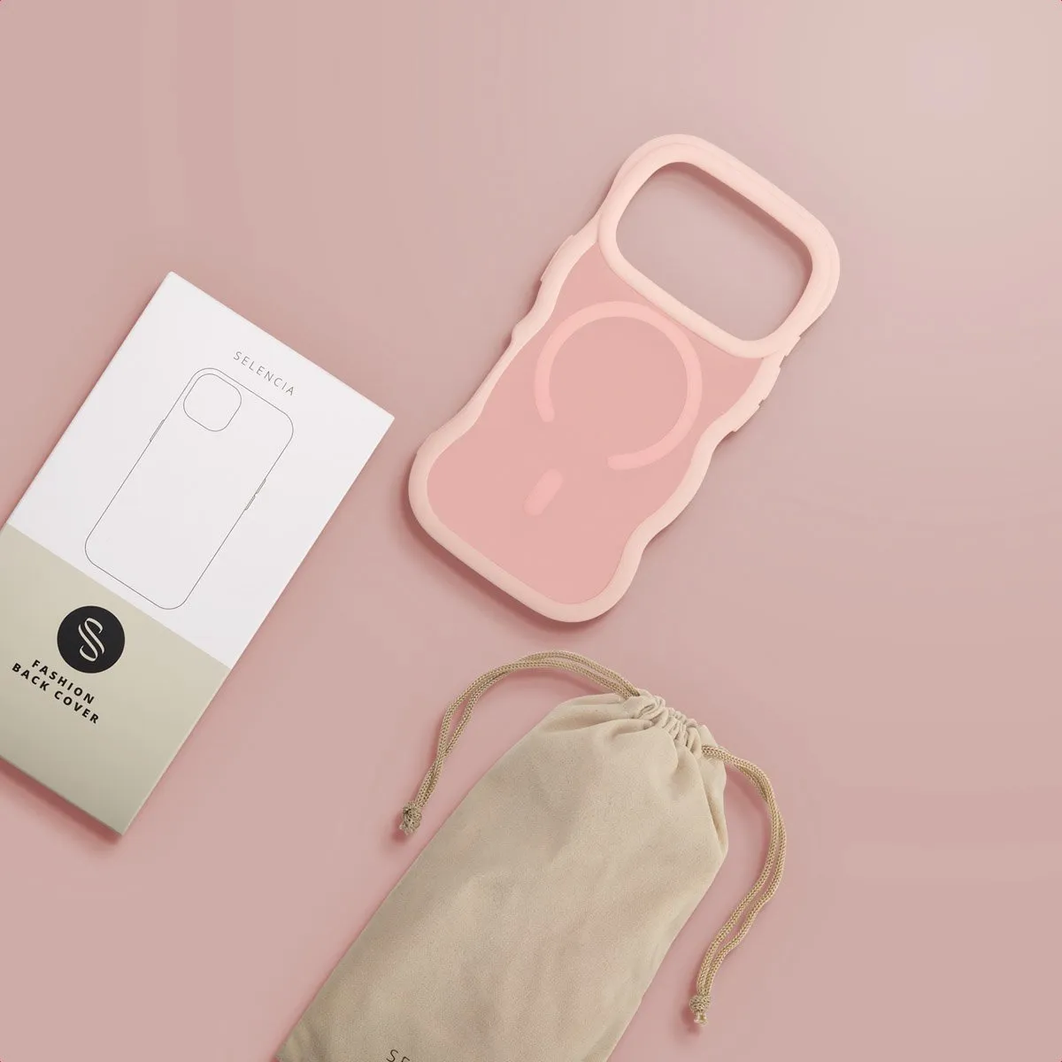 Selencia Wavy Case iPhone 17 Pro - Roze