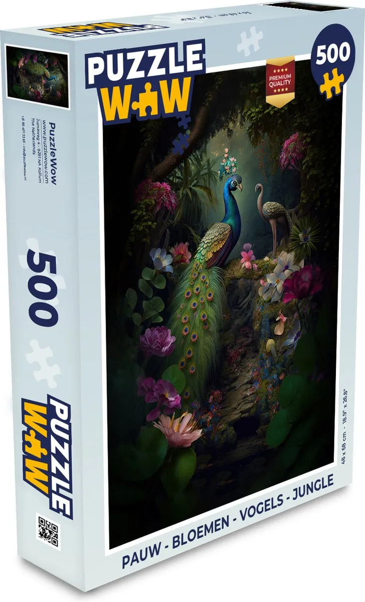 PuzzleWow Bloemen Vogels Jungle Legpuzzel 500 Stuks