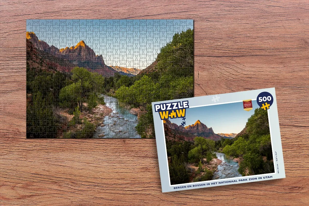 PuzzleWow Legpuzzel 500 Stuks Bergen en bossen Zion Utah