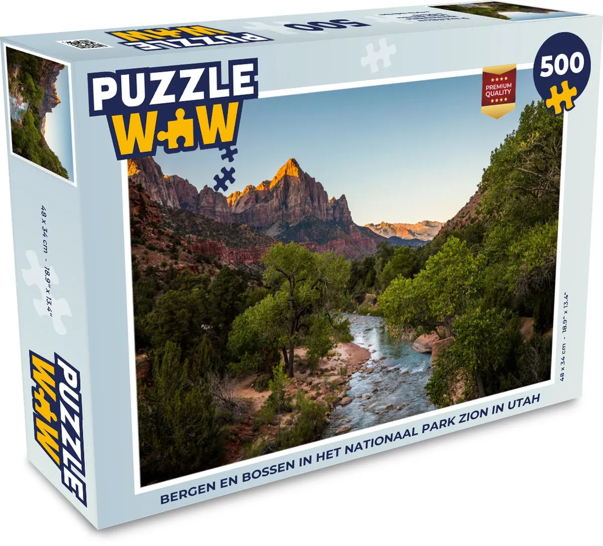 PuzzleWow Legpuzzel 500 Stuks Bergen en bossen Zion Utah - Multicolor