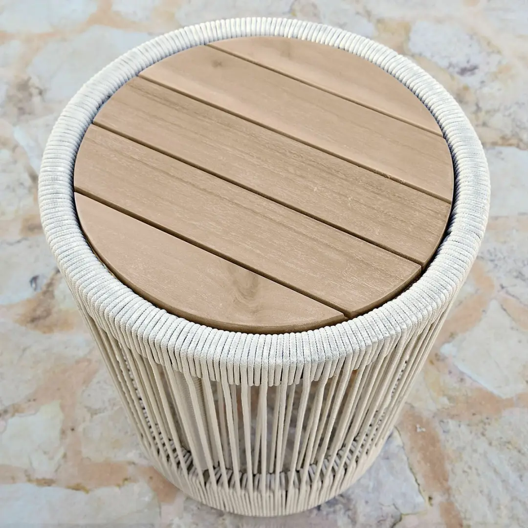 Loberon Delor Bijzettafel 40cm - Crème/Bruin - afbeelding 5 van 5