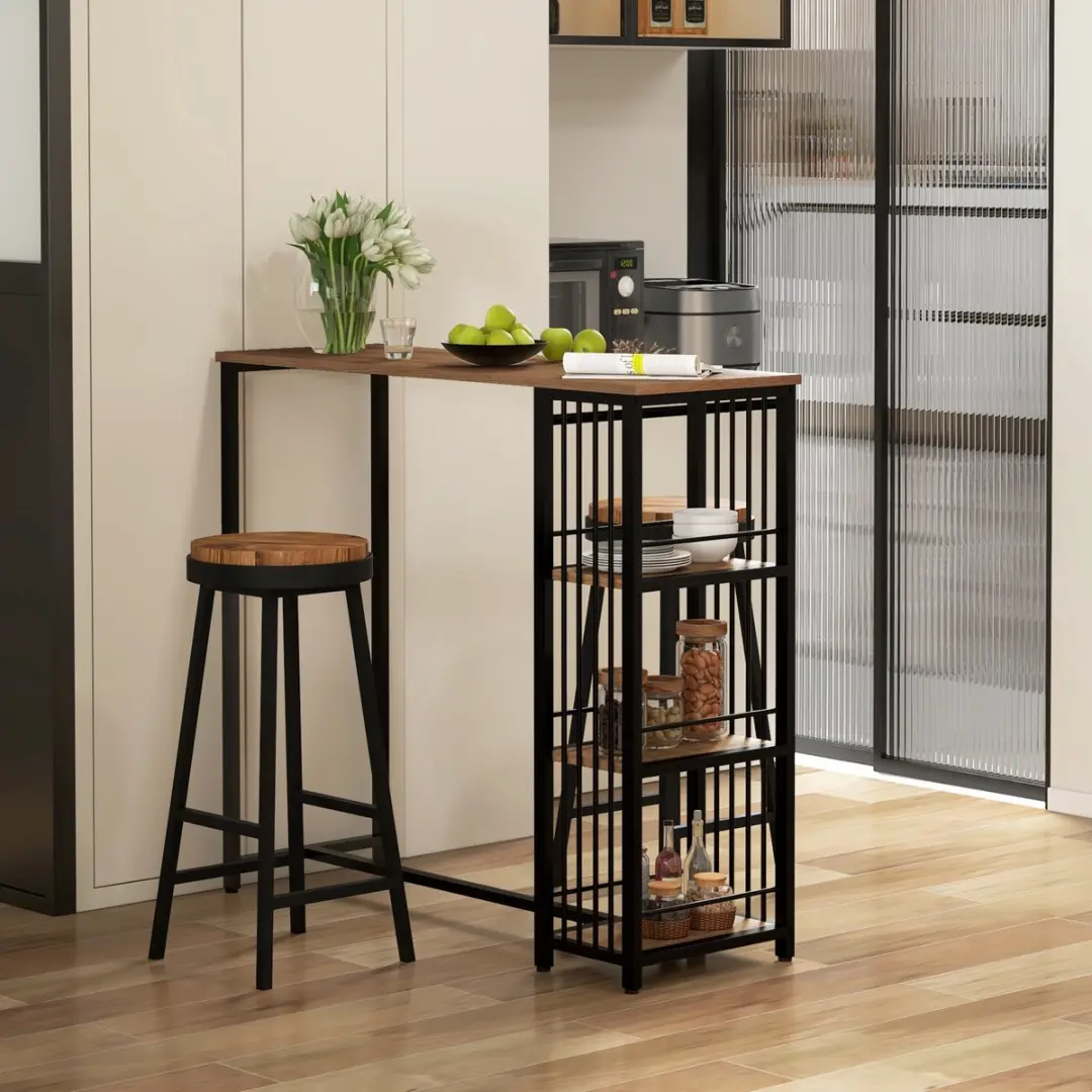 Homcom Bartafel Industriële Stehtisch 120x40x105cm - Zwart Bruin - afbeelding 2 van 6