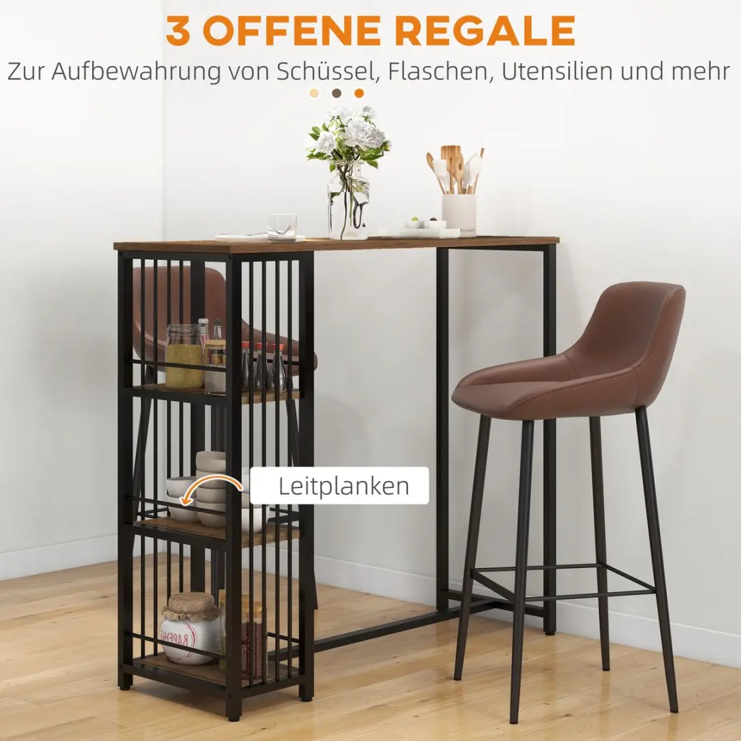 Homcom Bartafel Industriële Stehtisch 120x40x105cm - Zwart Bruin - afbeelding 5 van 6