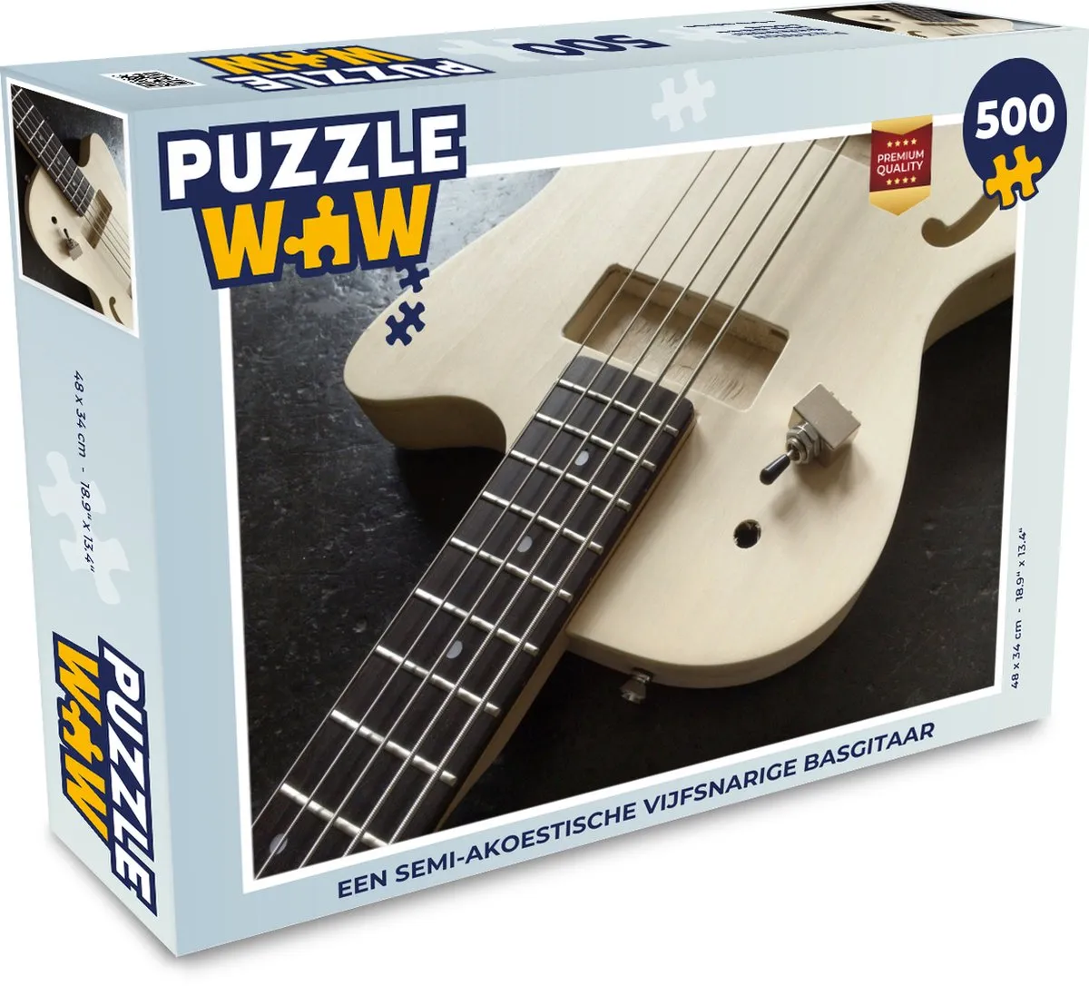 PuzzleWow Puzzel 500 Stuks Basgitaar - Multicolor