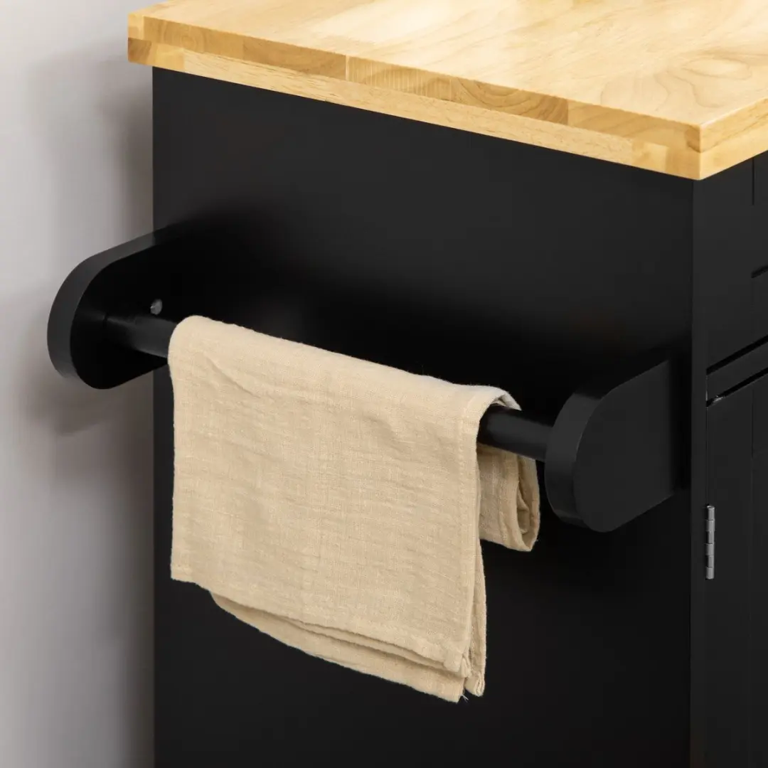 Homcom Keukentrolley Serveerwagen 109x40x89cm Zwart - afbeelding 4 van 6