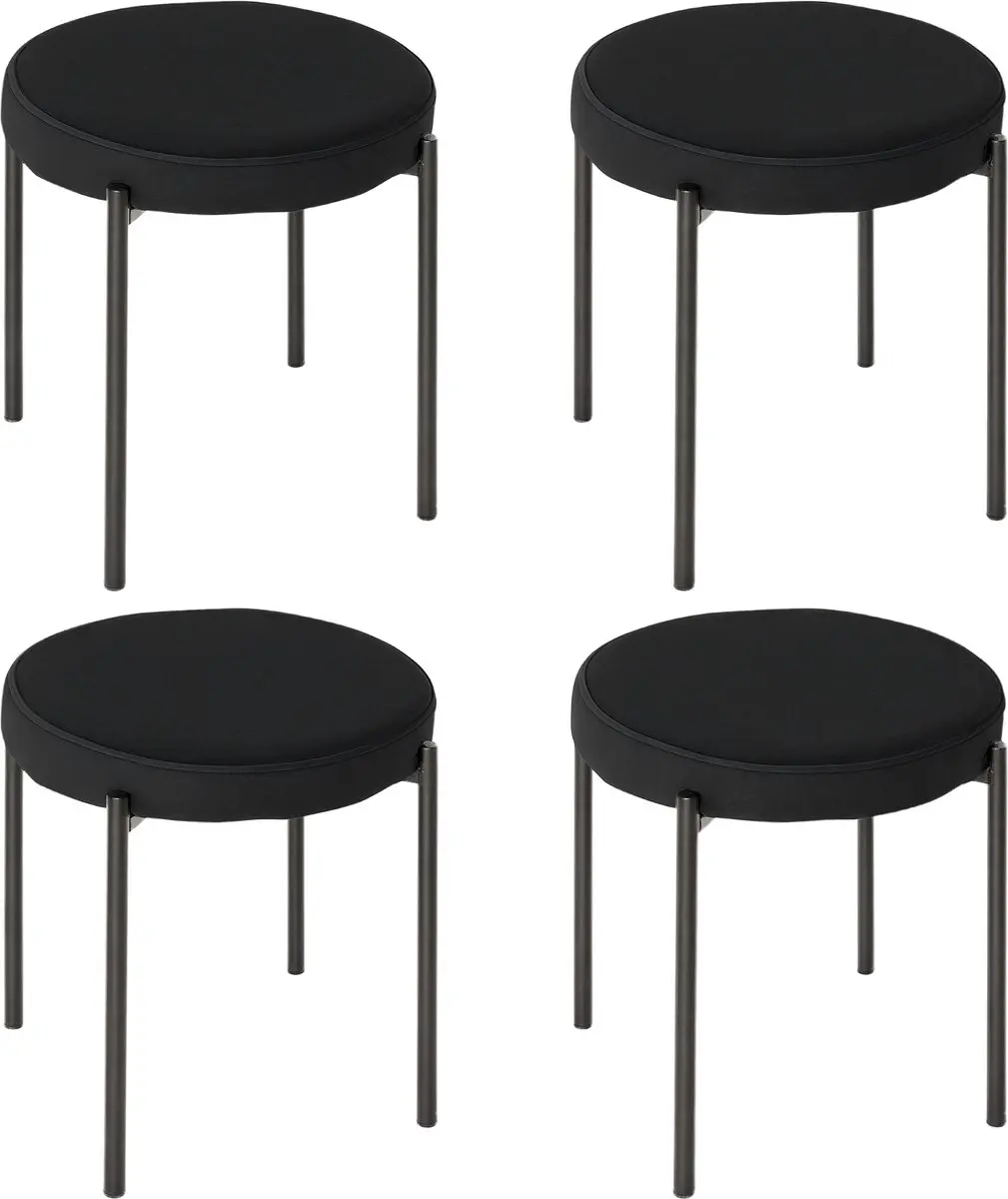 HOMCOM-Esszimmerhocker-Polyester, Metall-41,5L x 41,5B x 46H cm-Schwarz