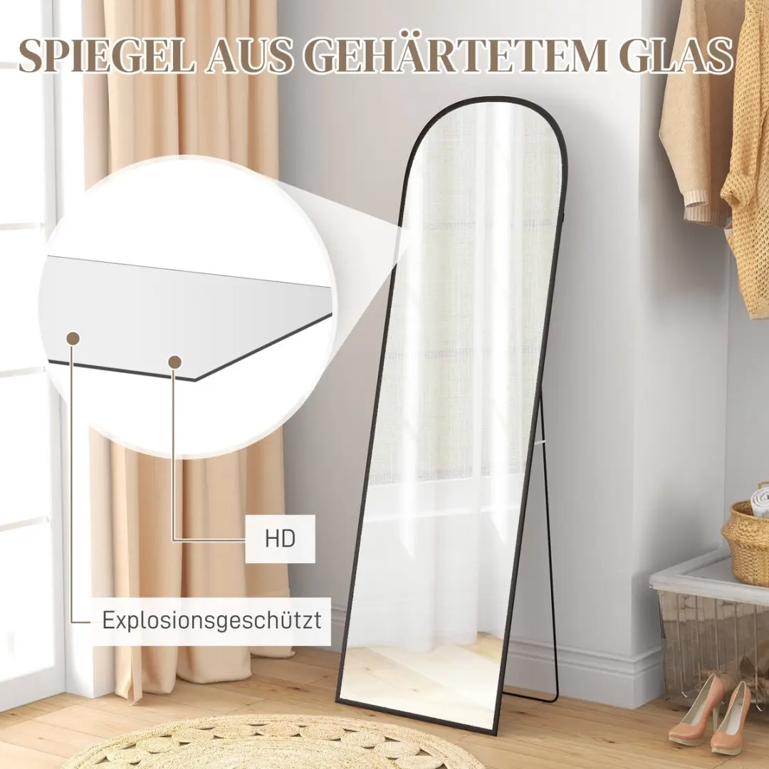 Homcom Staande Spiegel 50x161,5cm Zwart - afbeelding 4 van 6
