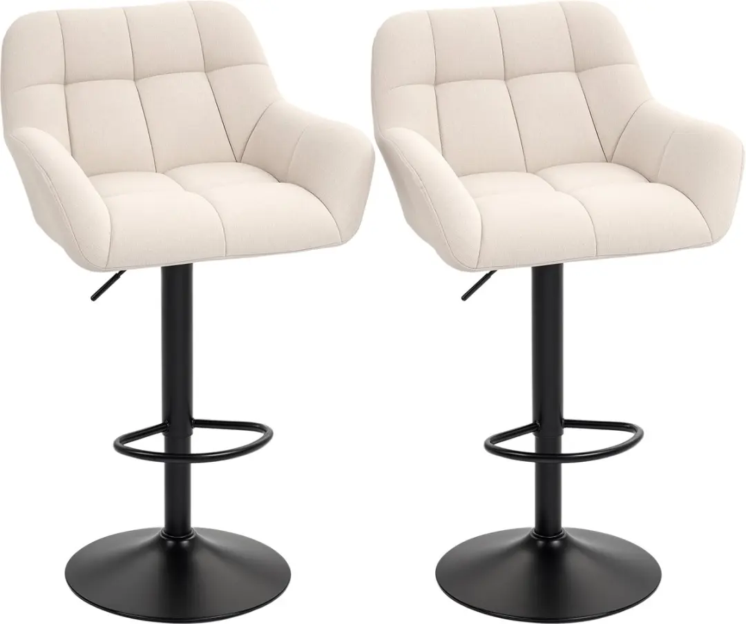 HOMCOM Barstool Kunstleer, Polyester 57,5L x 52,5B x 93-114H cm Crèmewit