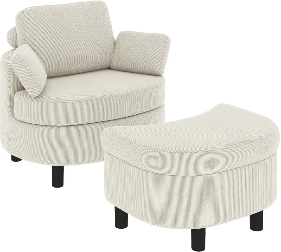HOMCOM Armchair-Polyester-85,5L x 69B x 78H cm-Cremeweiß