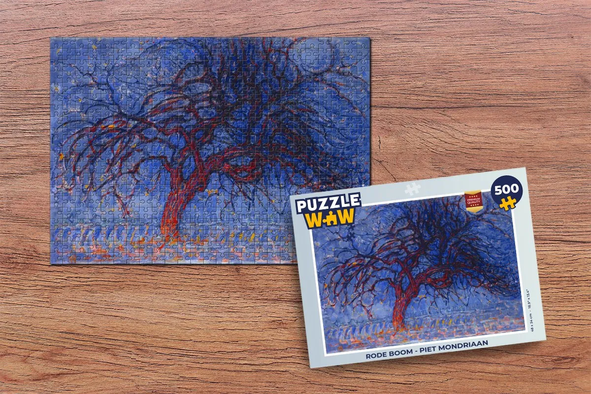 PuzzleWow Legpuzzel Rode Boom - Piet Mondriaan 500 Stuks - Multicolor