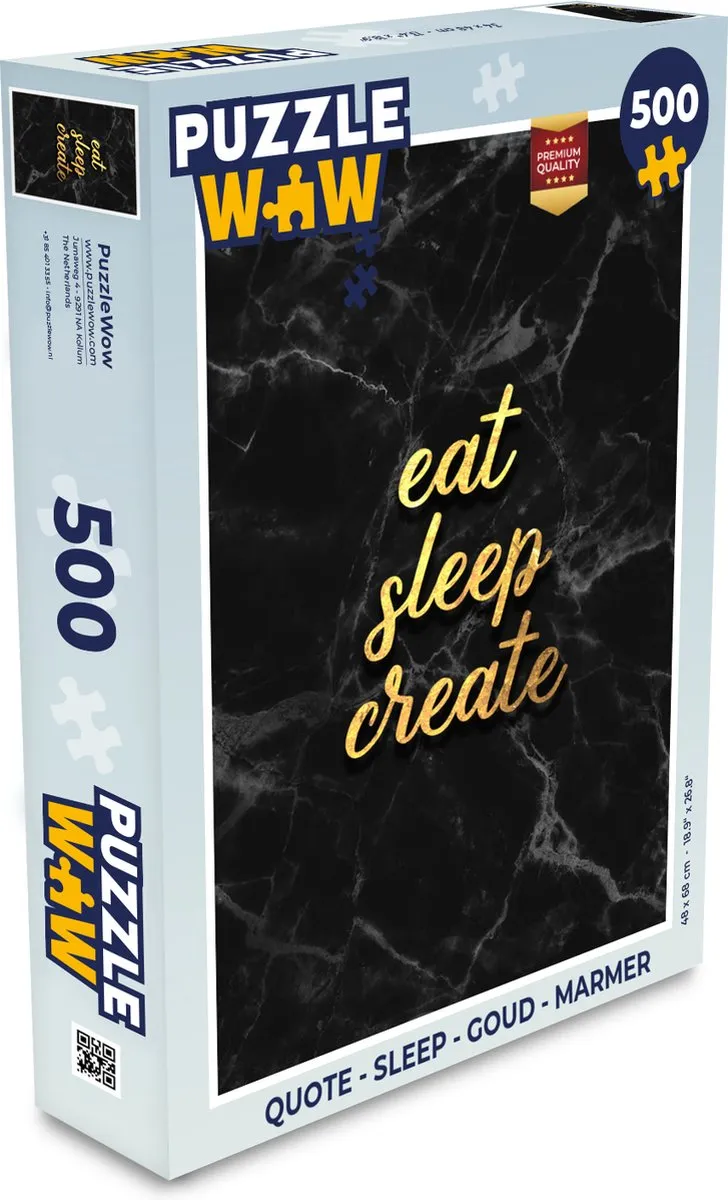 PuzzleWow Quote Sleep Legpuzzel 500 Stuks - Marmerprint - Multicolor
