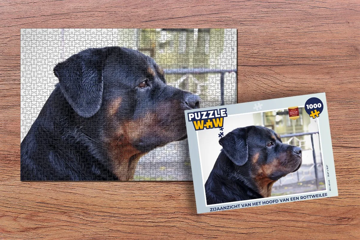 PuzzleWow Rottweiler Hoofd Legpuzzel 1000 Stuks - Multicolor