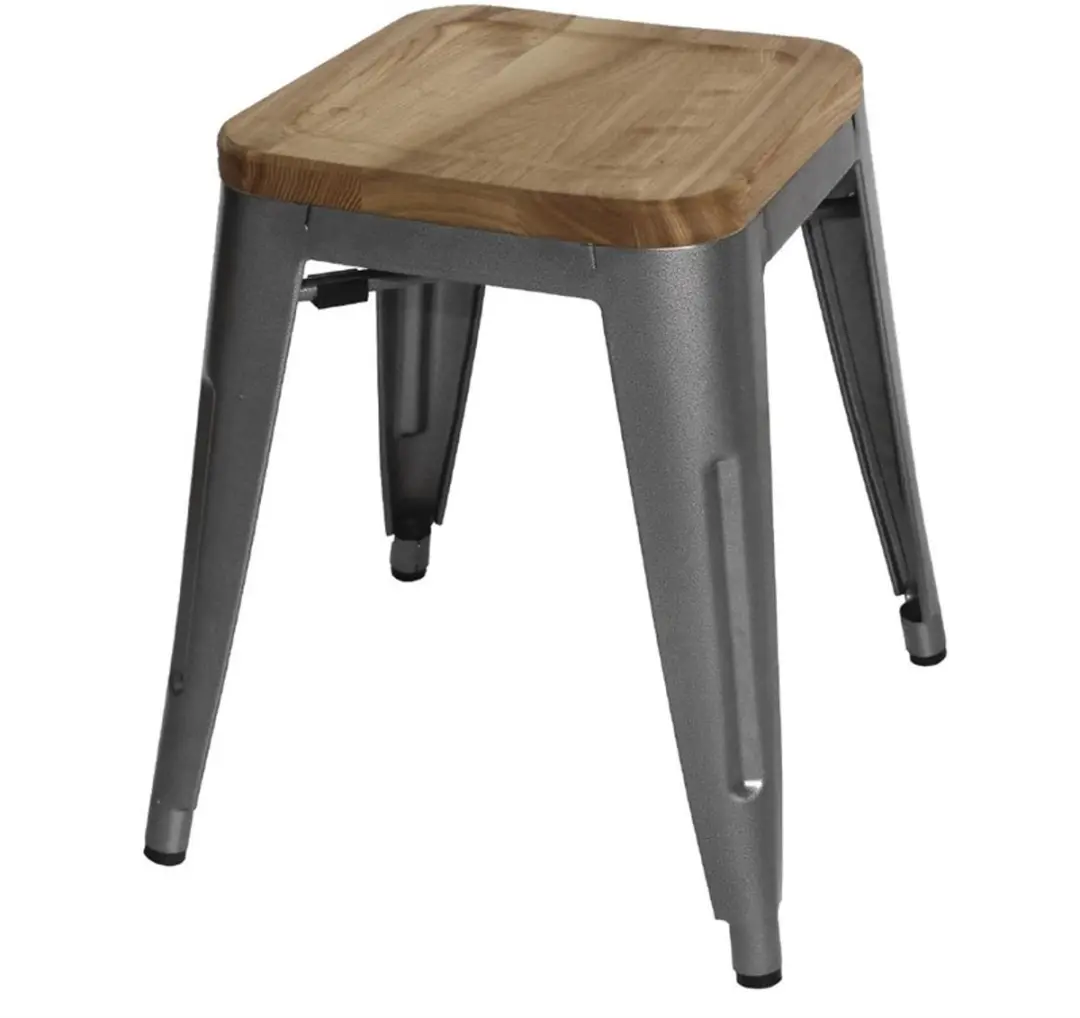 Bolero Stalen Kruk Met Houten Zitting