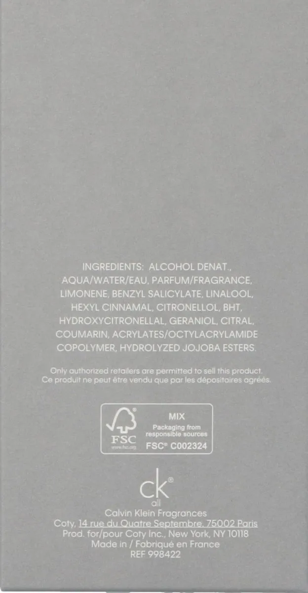 Calvin Klein CK All Eau de Toilette - 100ml