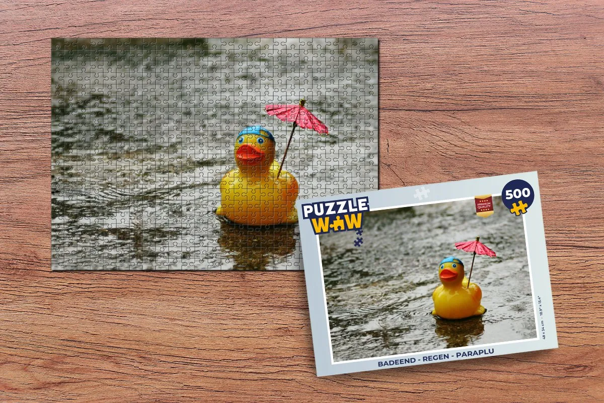 PuzzleWow Badeend Regen Paraplu Legpuzzel 500 Stuks - Multicolor