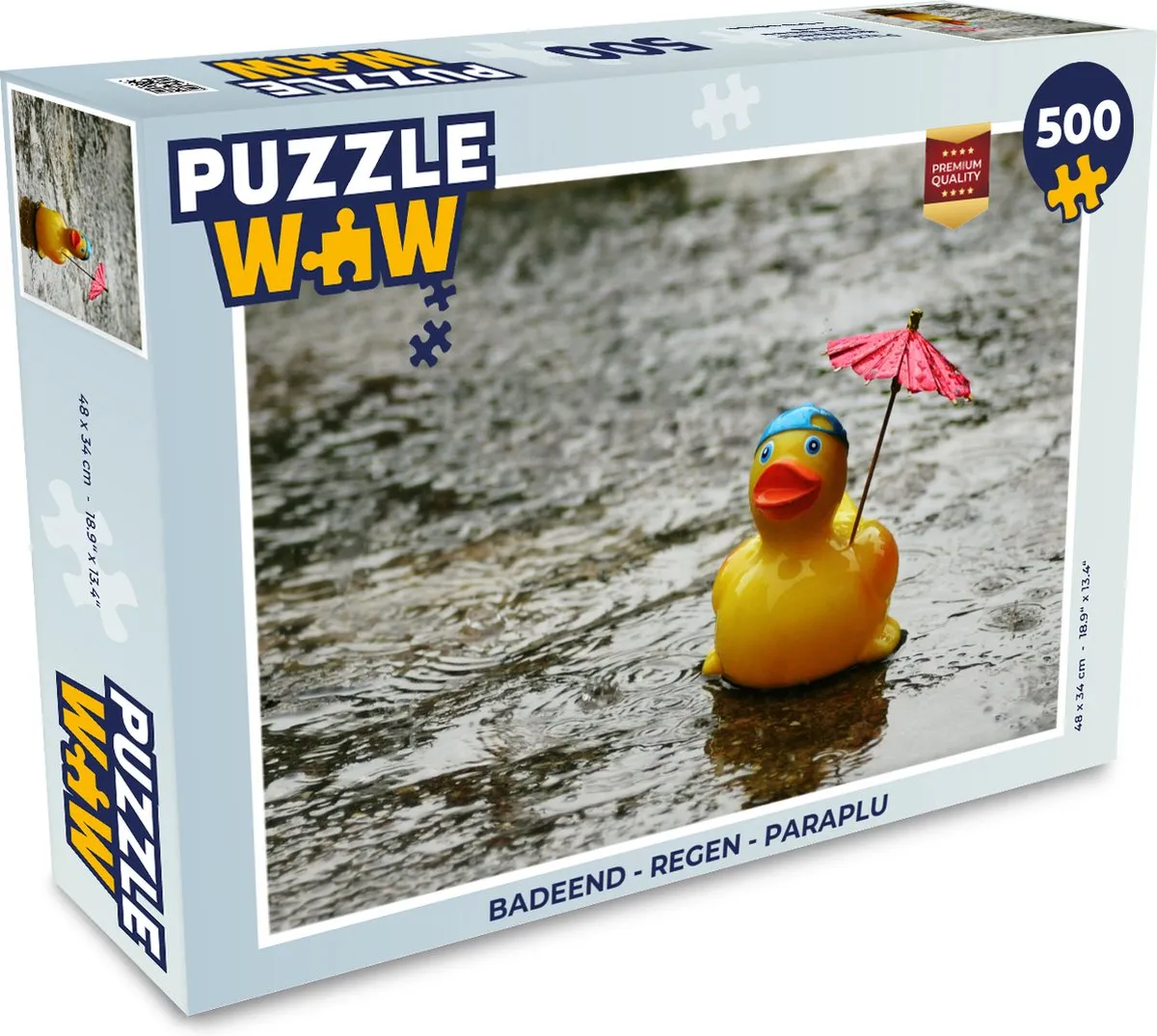 PuzzleWow Badeend Regen Paraplu Legpuzzel 500 Stuks
