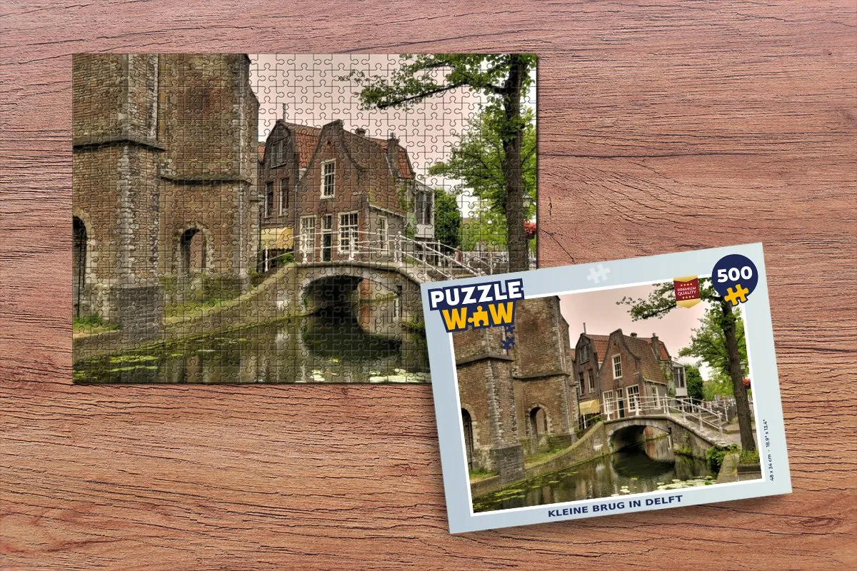 PuzzleWow Brug Water Delft Legpuzzel 500 Stuks - Multicolor