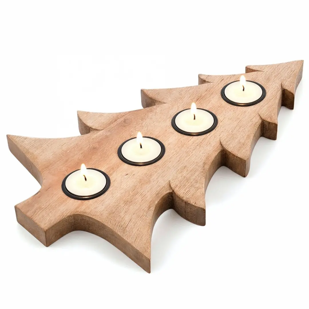 Kandelaar Houten voor 4 Kaarsen MANGO 40x27,5 cm