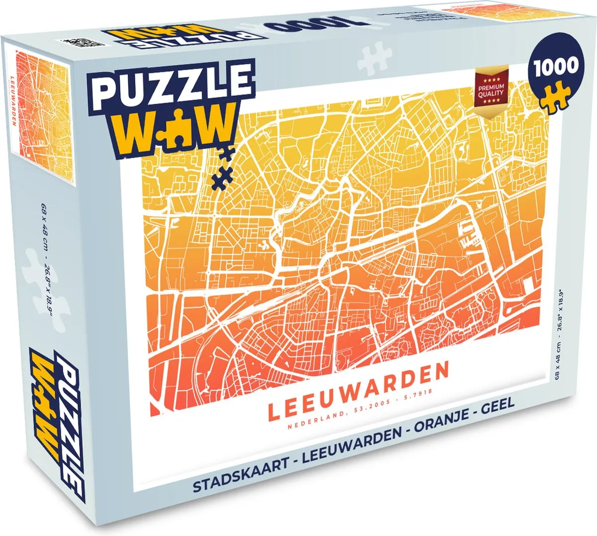 PuzzleWow Leeuwarden Stadskaart Puzzel 1000 Stuks