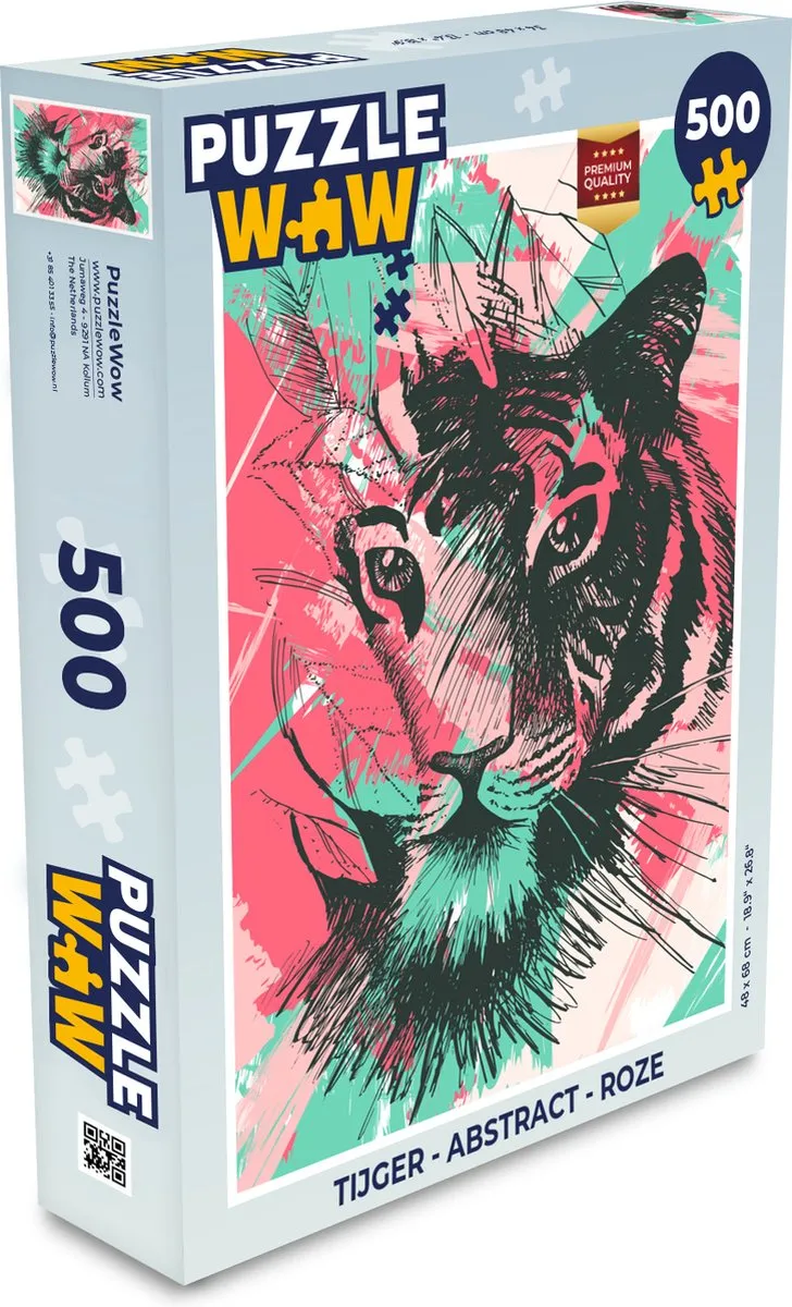 PuzzleWow Tijger Abstract Legpuzzel 500 Stuks - Multicolor