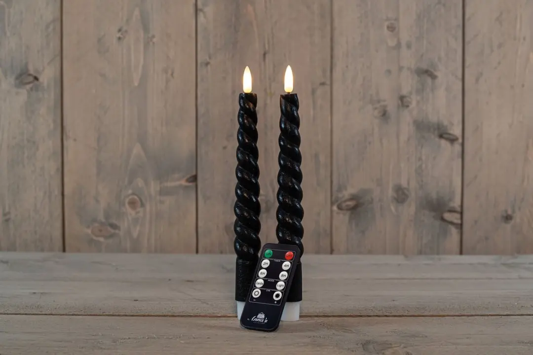 Anna's Collection LED Dinerkaars Swirl - Zwart - 2 Stuks - afbeelding 5 van 5